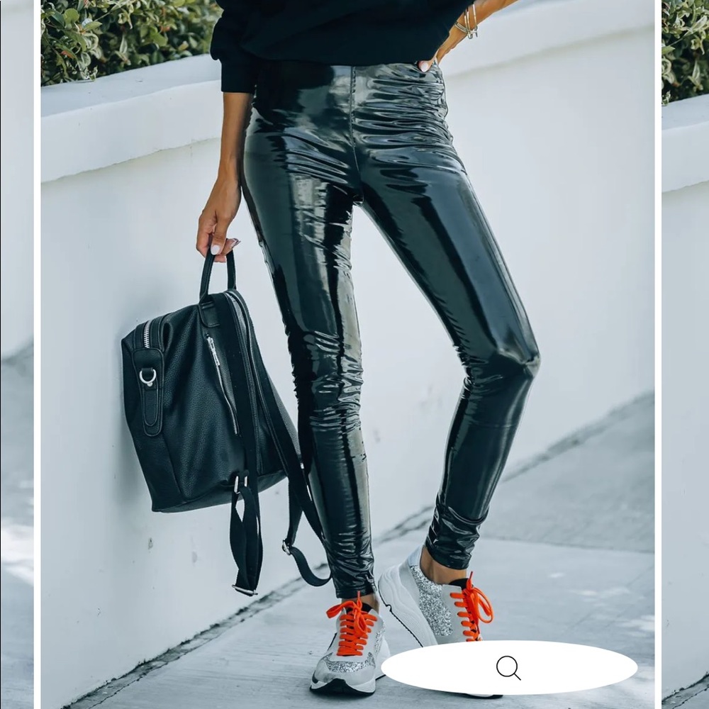 Vici glossy faux patent leather leggings